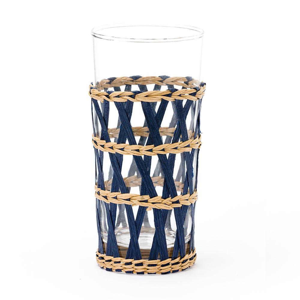 Blue Island Wrapped Raffia Glassware