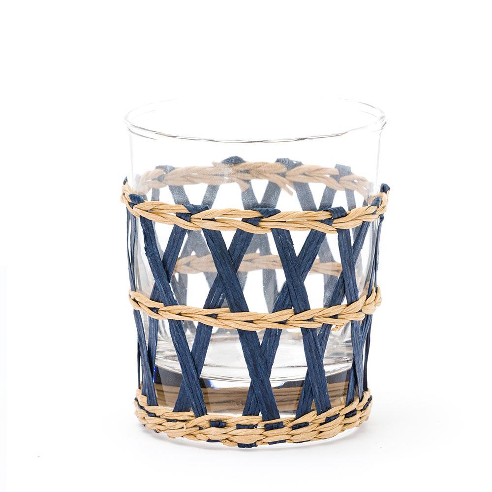 Blue Island Wrapped Raffia Glassware