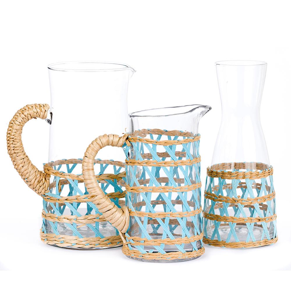 Light Blue Raffia Island Pitchers & Carafes