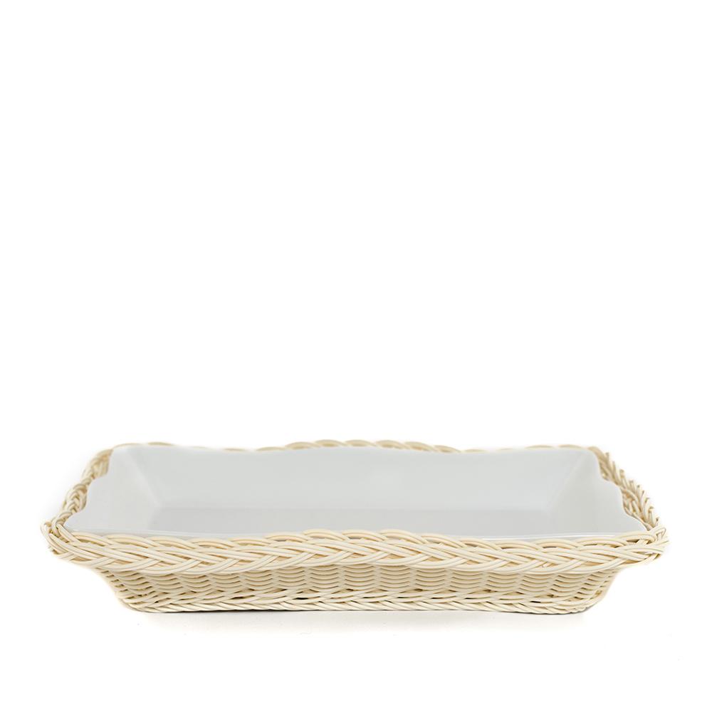 Scalloped Rect. Faux Rattan Melamine