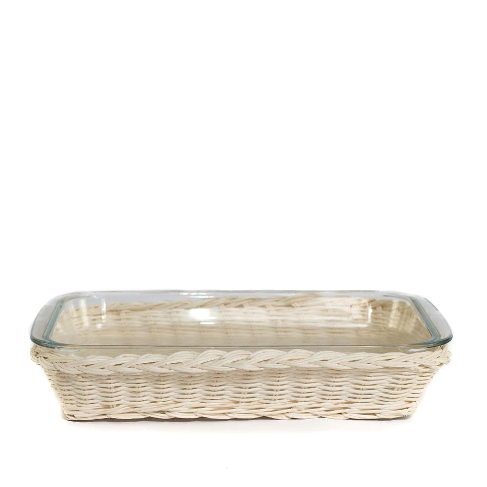 Rect. Blonde Rattan Glass