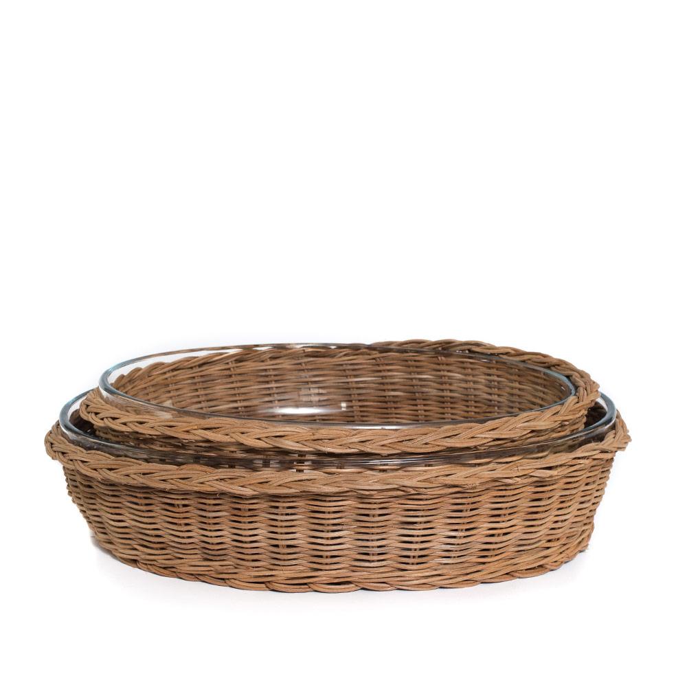 Oval Natural Rattan Glass