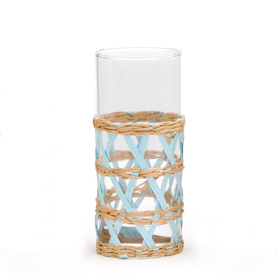 Light Blue Island Wrapped Raffia Glassware
