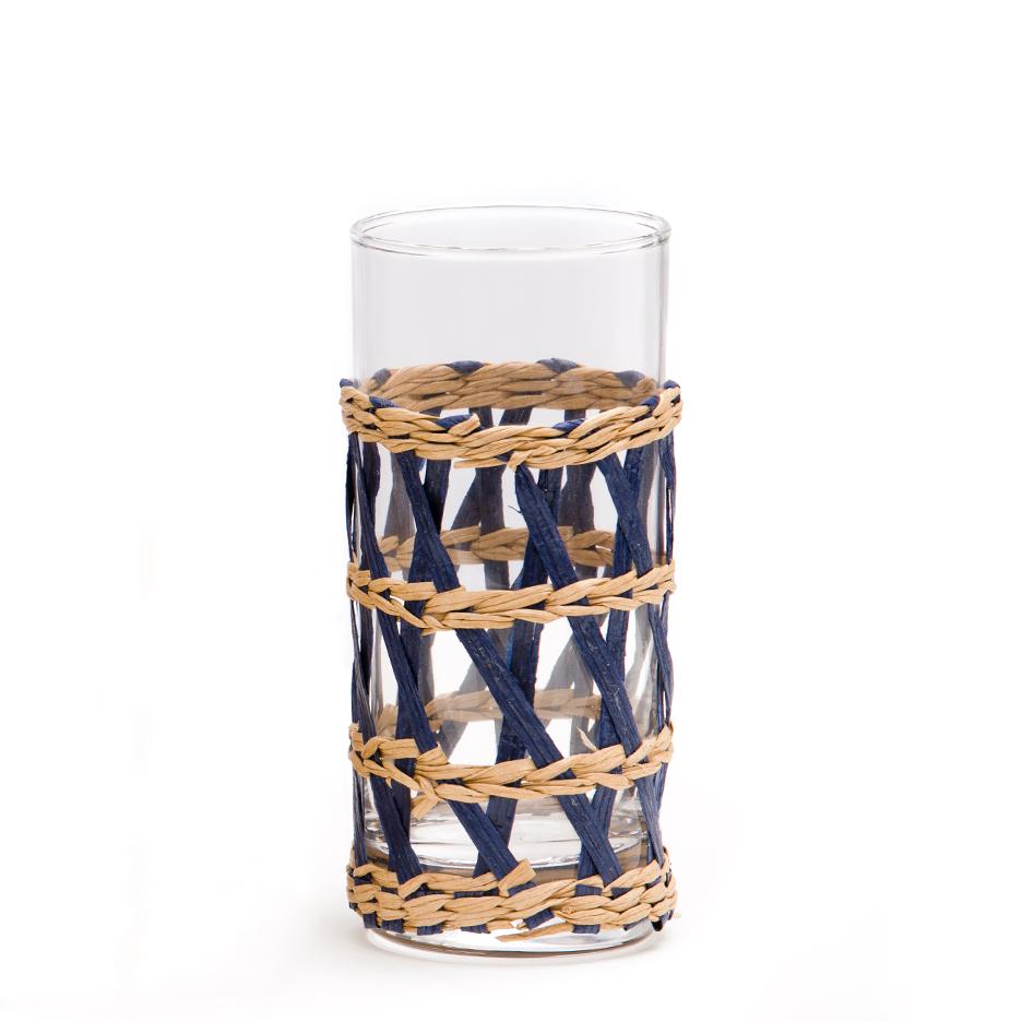 Blue Island Wrapped Raffia Glassware