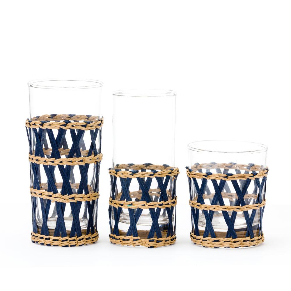 Blue Island Wrapped Raffia Glassware