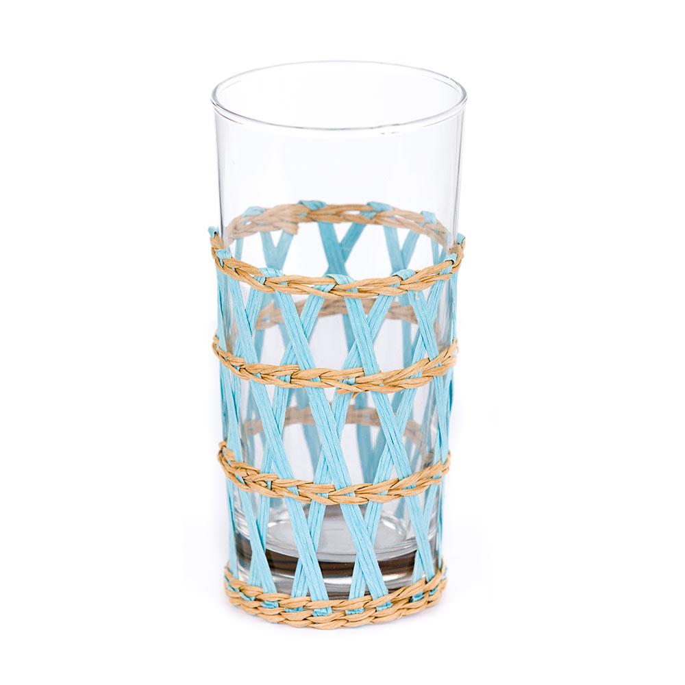Light Blue Island Wrapped Raffia Glassware