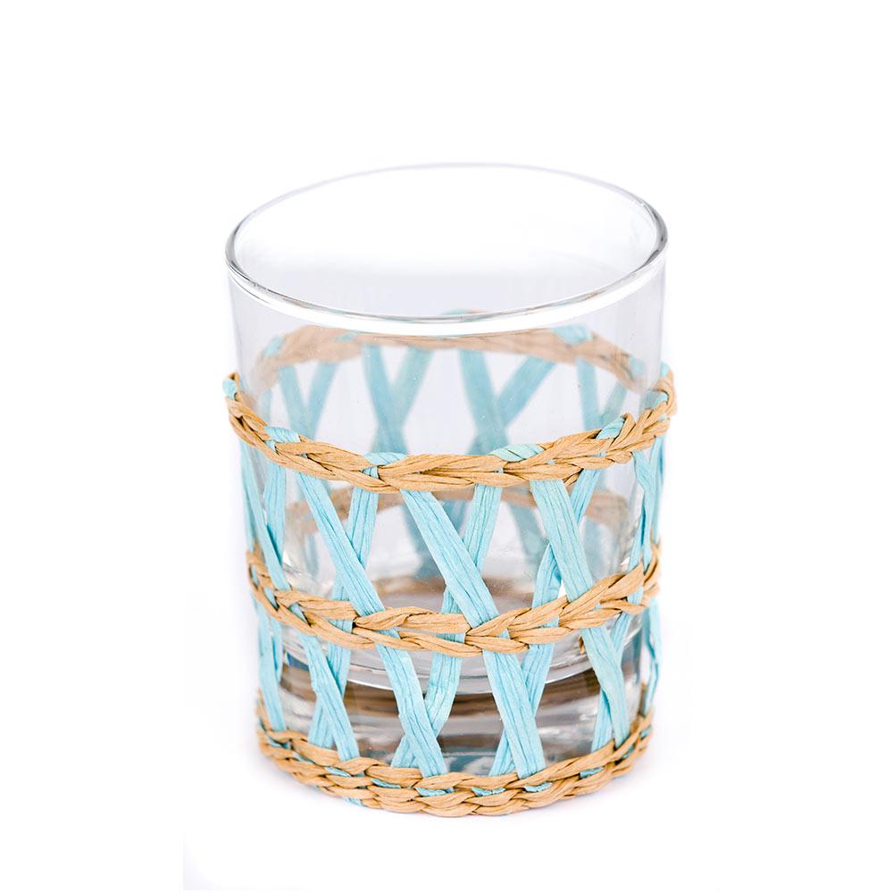 Light Blue Island Wrapped Raffia Glassware