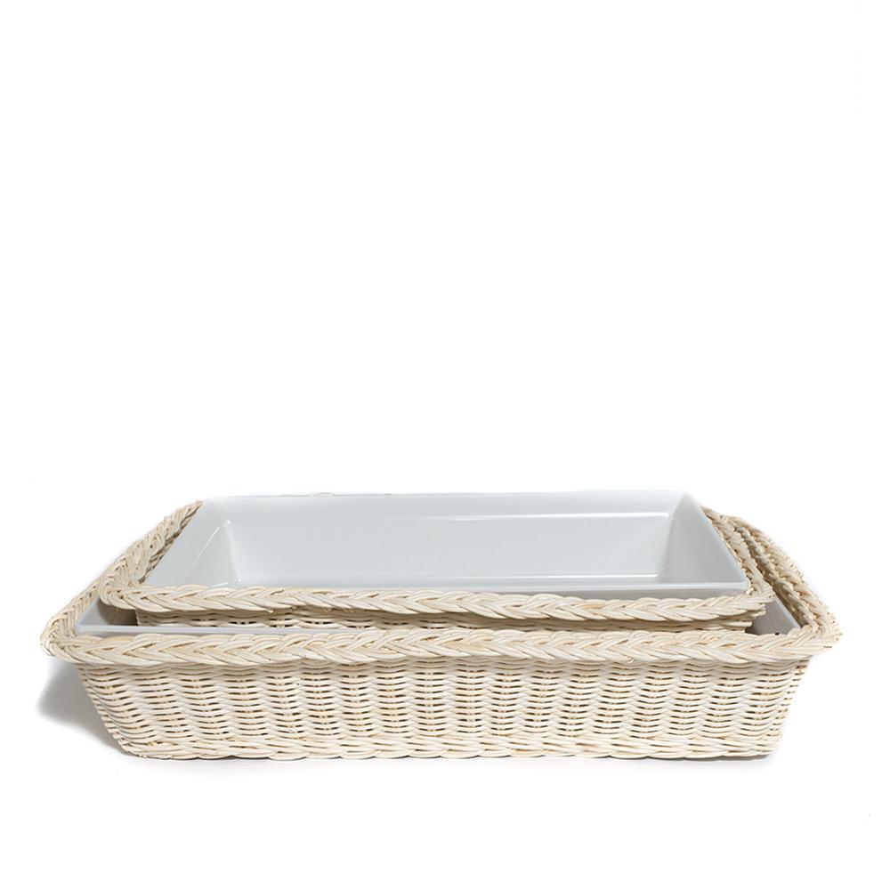 rect. blonde rattan melamine