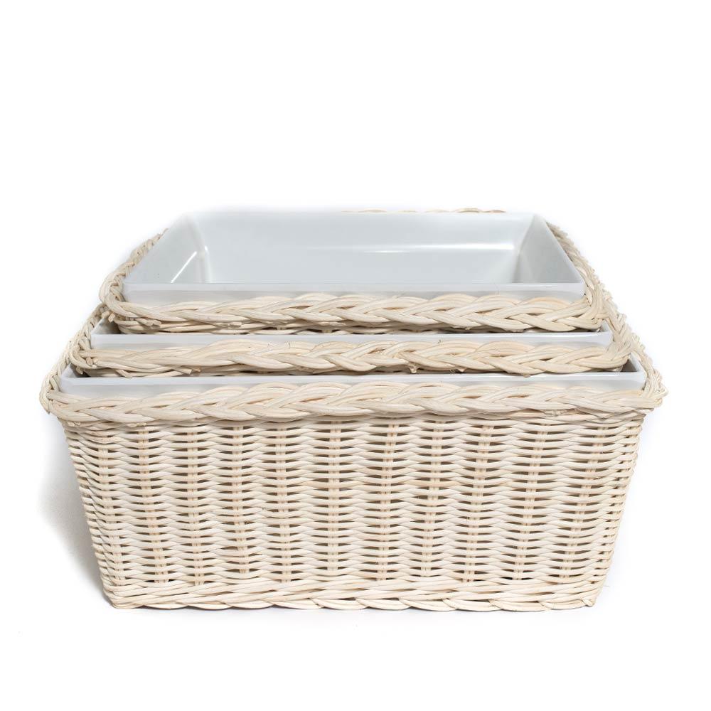 square blonde rattan melamine