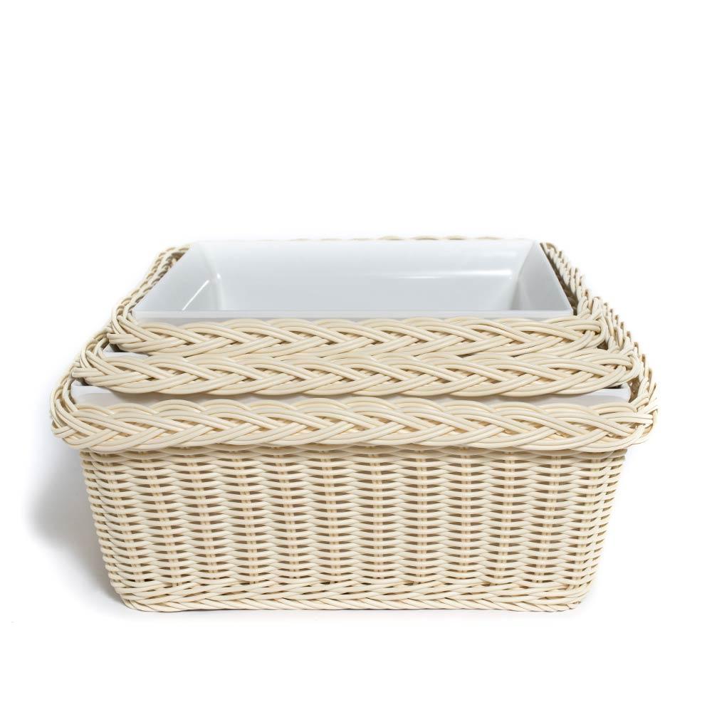 square faux rattan melamine