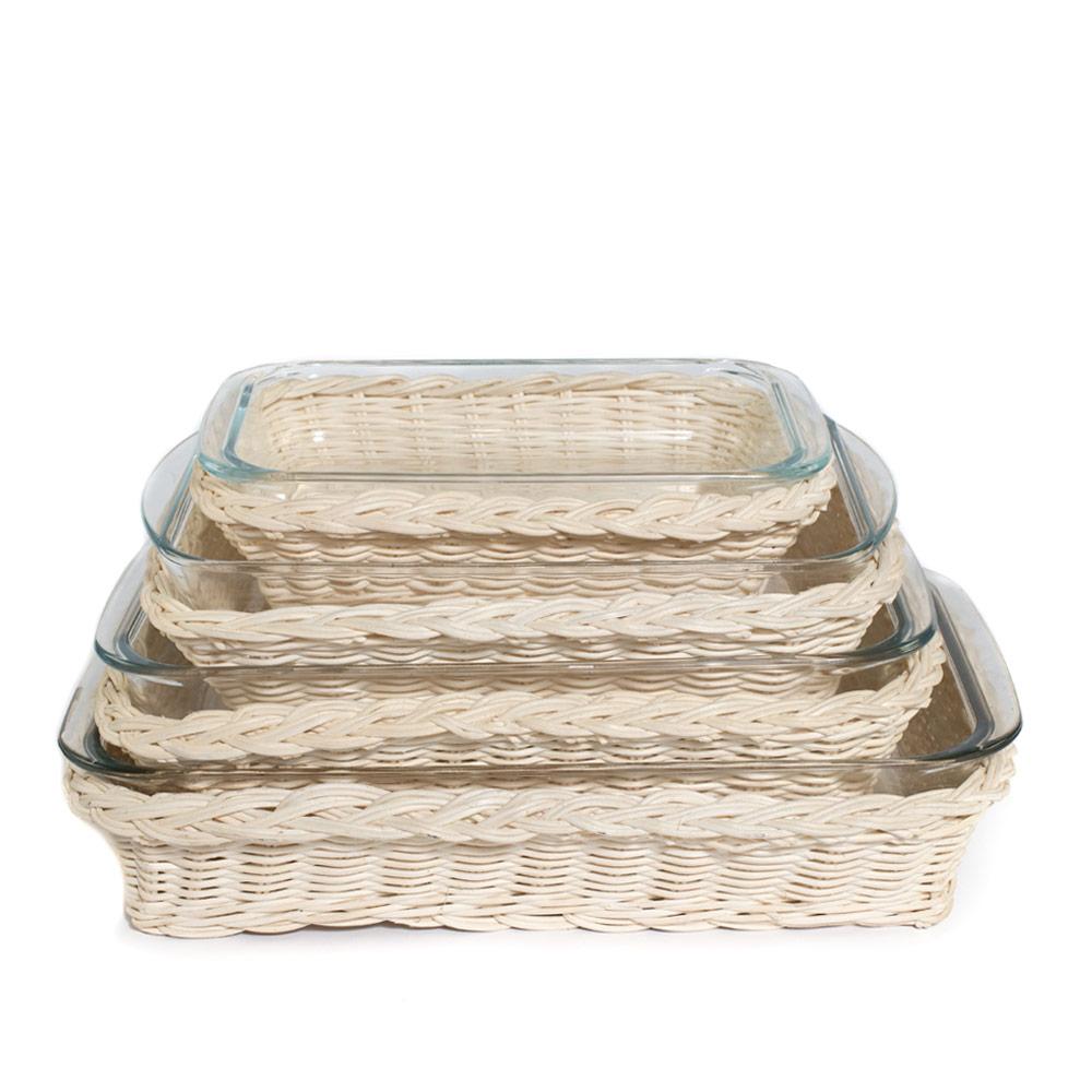 rect. blonde rattan glass