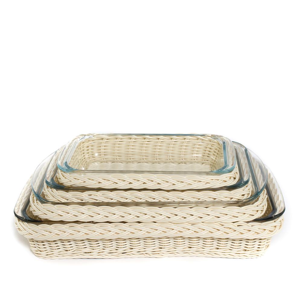 rect. faux rattan glass