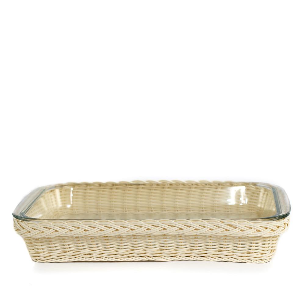 Rect. Faux Rattan Glass