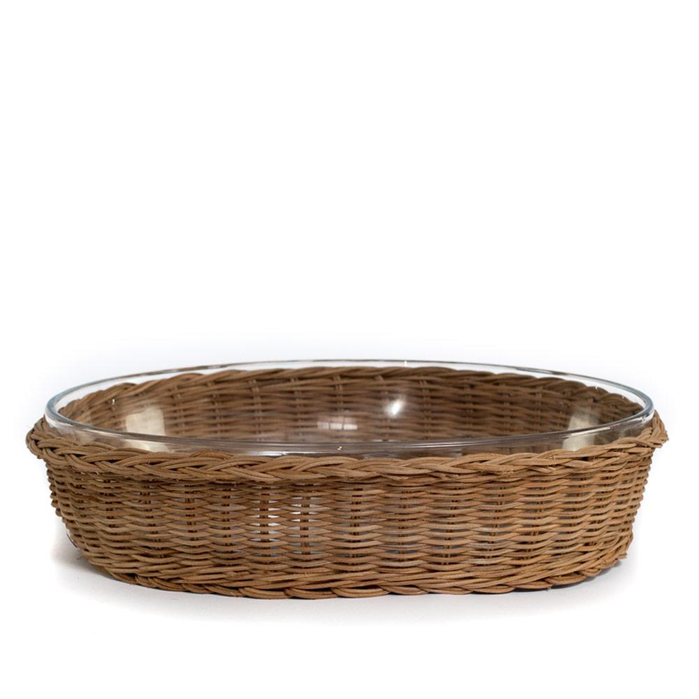 Oval Natural Rattan Glass