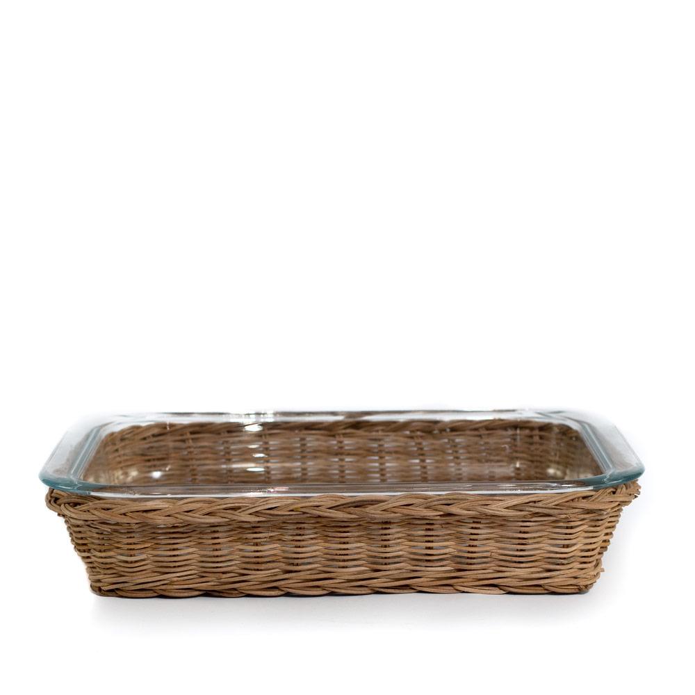 Rect. Natural Rattan Glass