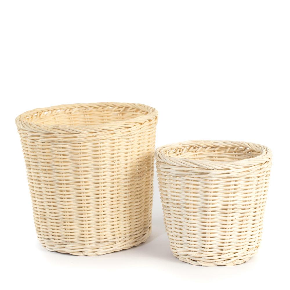 blonde banded rattan orchid basket