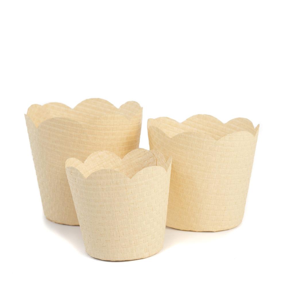 paper orchid basket - natural - set of 2